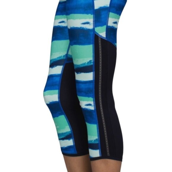 Lululemon Pace Pusher Crop Luxtreme Brush Strokes Harbor Blue Menthol Deep Navy - Picture 5 of 11